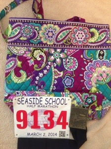 this race is sponsored by vera bradley and race swag is a large vera ...